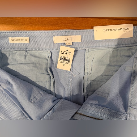 NWT LOFT Palmer Wide Leg Pants in Light Blue Twill - Size 8R - Picture 4 of 5